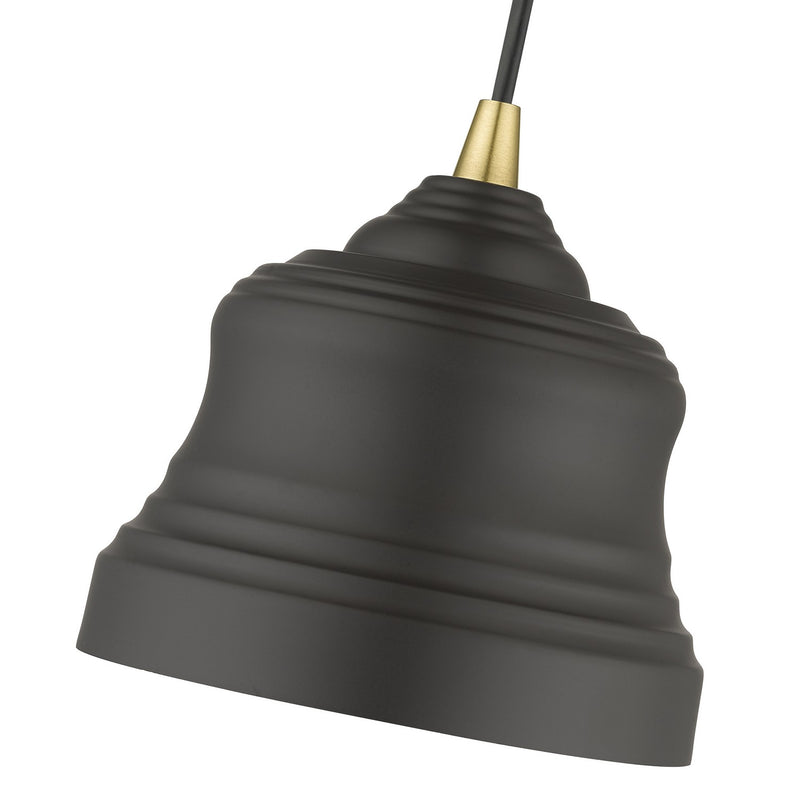 Livex Lighting 55901-07 One Light Pendant, Bronze with Antique Brass