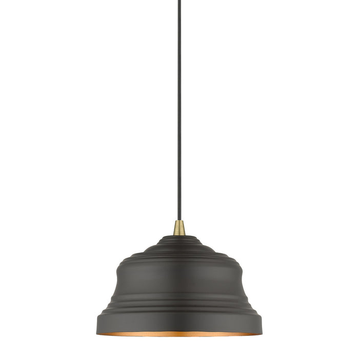 Livex Lighting 55902-07 One Light Pendant, Bronze with Antique Brass