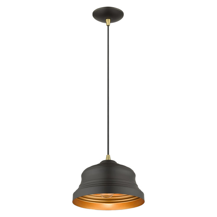 Livex Lighting 55902-07 One Light Pendant, Bronze with Antique Brass