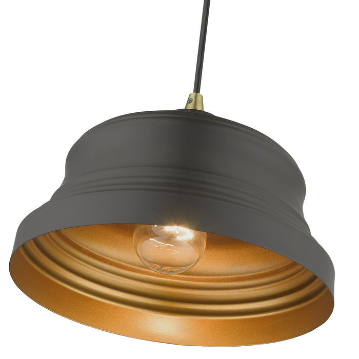 Livex Lighting 55902-07 One Light Pendant, Bronze with Antique Brass