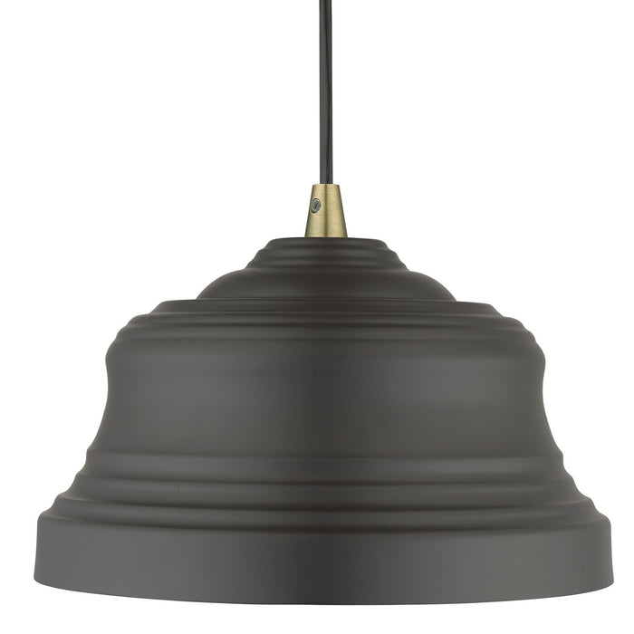 Livex Lighting 55902-07 One Light Pendant, Bronze with Antique Brass