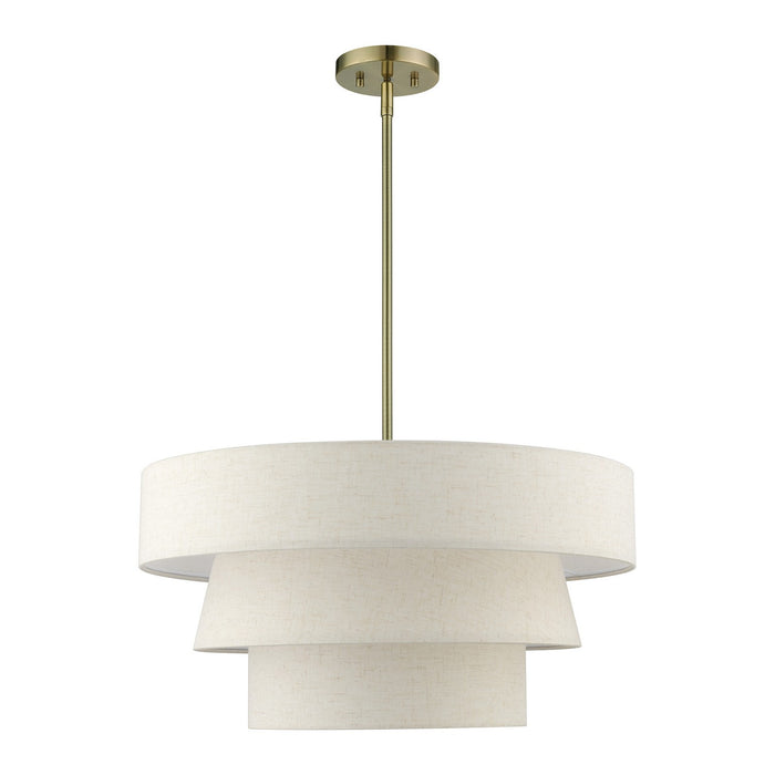 Livex Lighting 56724-01 Four Light Pendant Chandelier, Antique Brass
