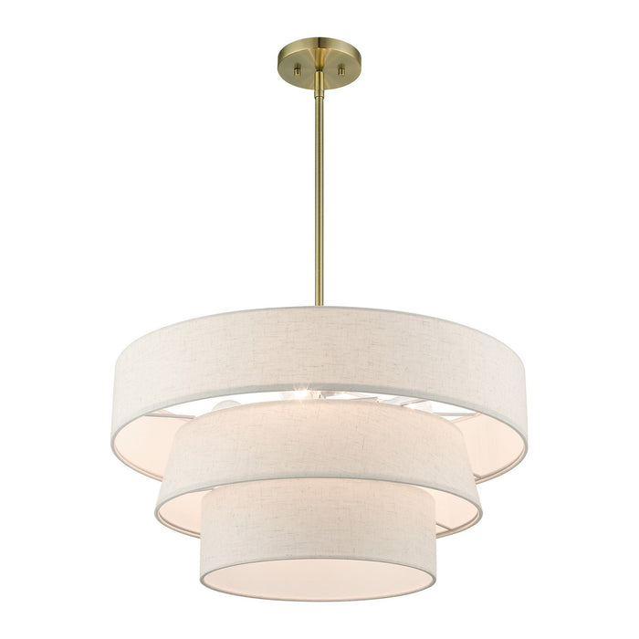 Livex Lighting 56724-01 Four Light Pendant Chandelier, Antique Brass