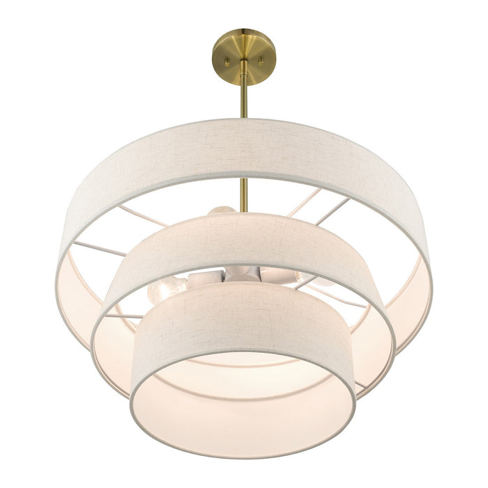 Livex Lighting 56724-01 Four Light Pendant Chandelier, Antique Brass