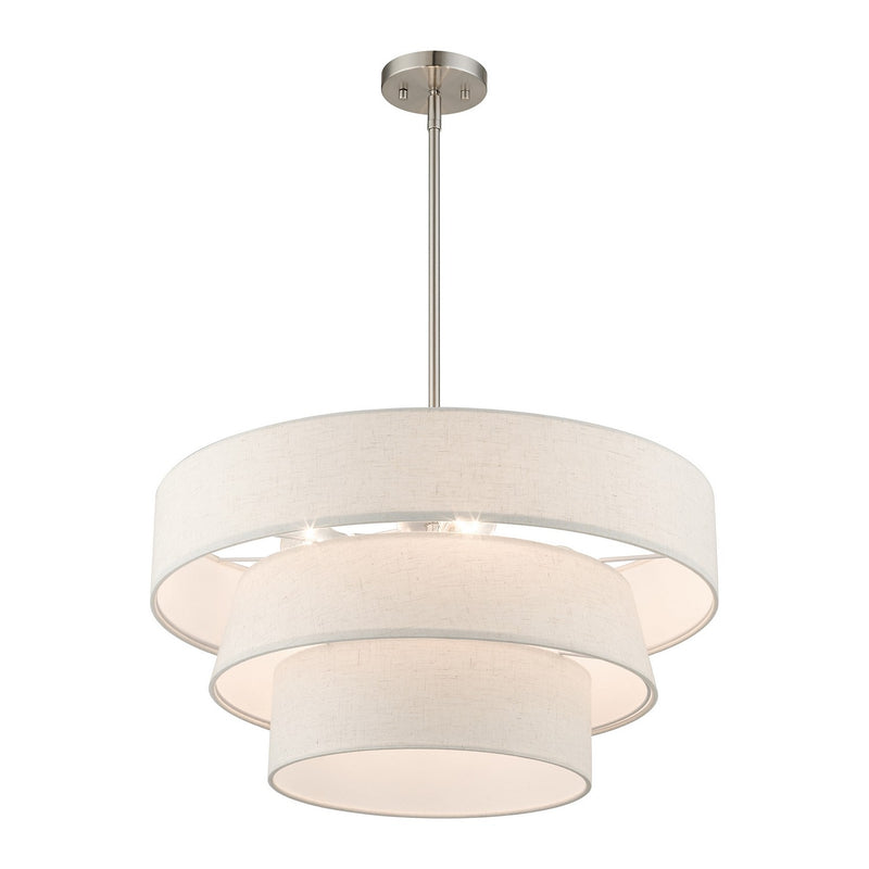 Livex Lighting 56724-91 Four Light Pendant Chandelier, Brushed Nickel