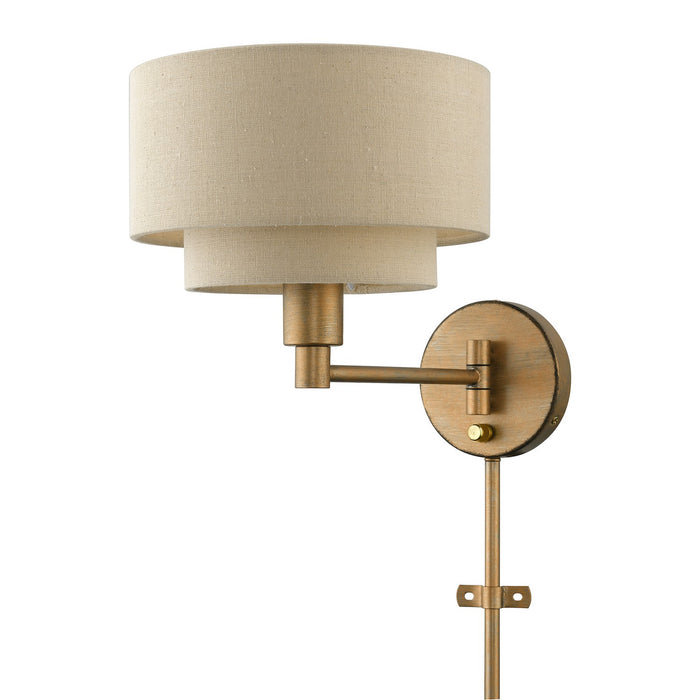 Livex Lighting 58880-48 One Light Swing Arm Wall Lamp, Antique Gold Leaf