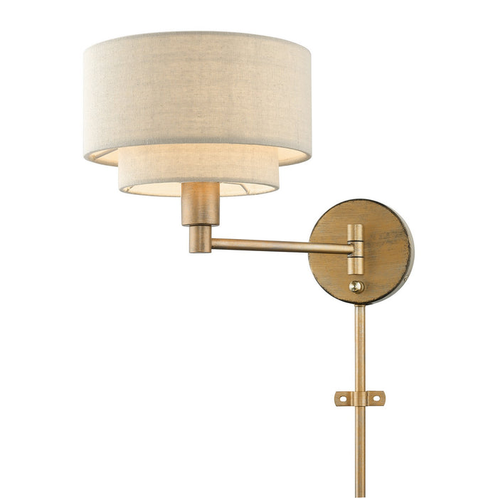 Livex Lighting 58880-48 One Light Swing Arm Wall Lamp, Antique Gold Leaf