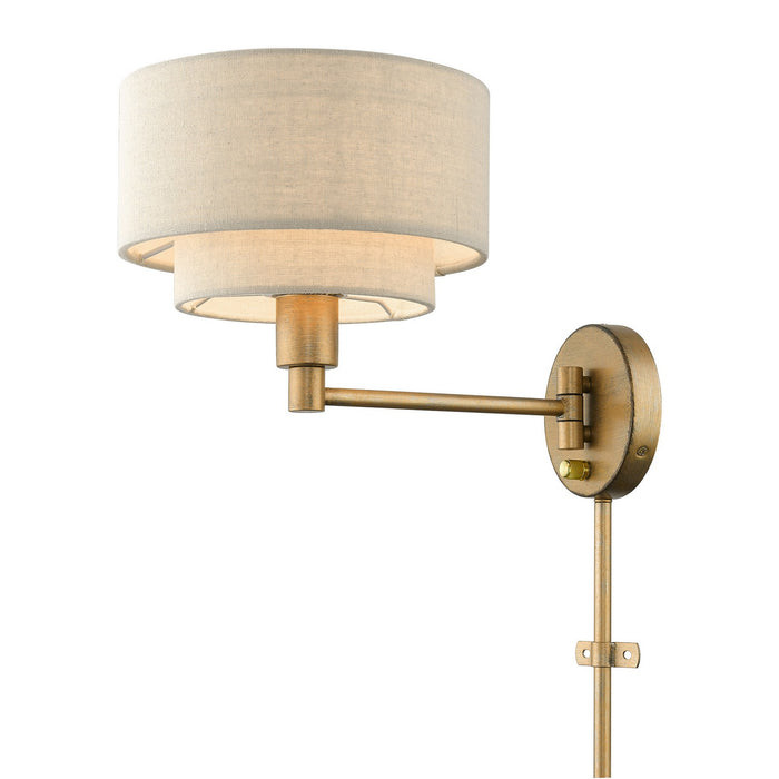 Livex Lighting 58880-48 One Light Swing Arm Wall Lamp, Antique Gold Leaf