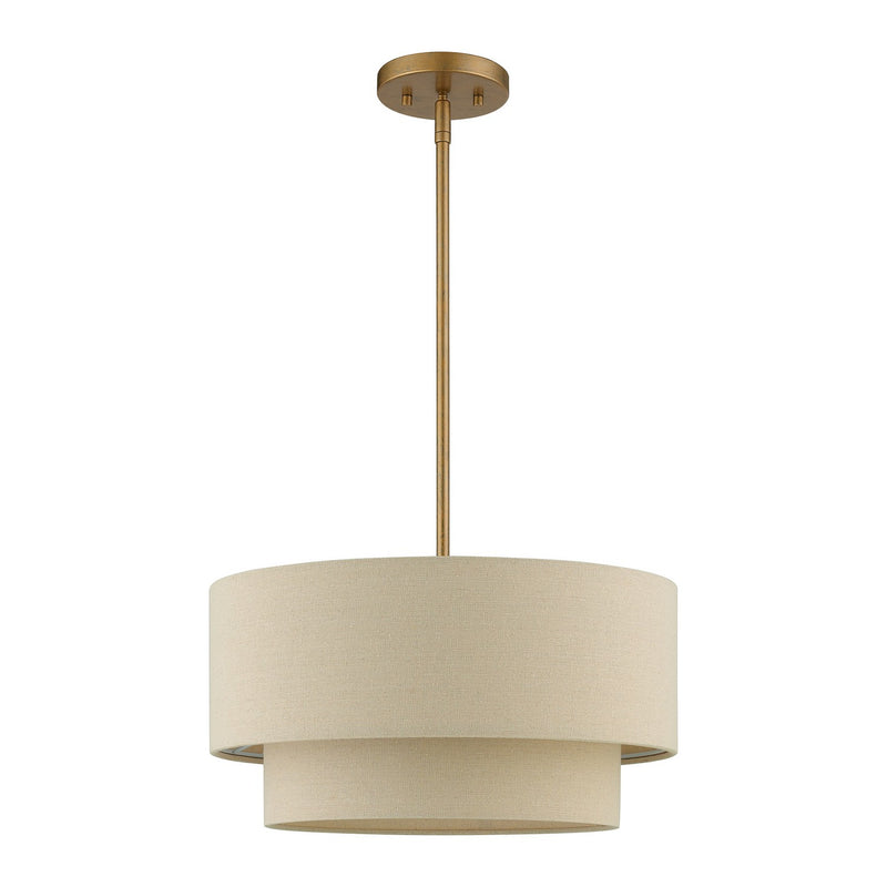 Livex Lighting 58892-48 Three Light Pendant Chandelier, Antique Gold Leaf