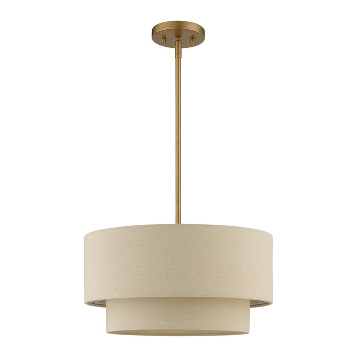 Livex Lighting 58892-48 Three Light Pendant Chandelier, Antique Gold Leaf