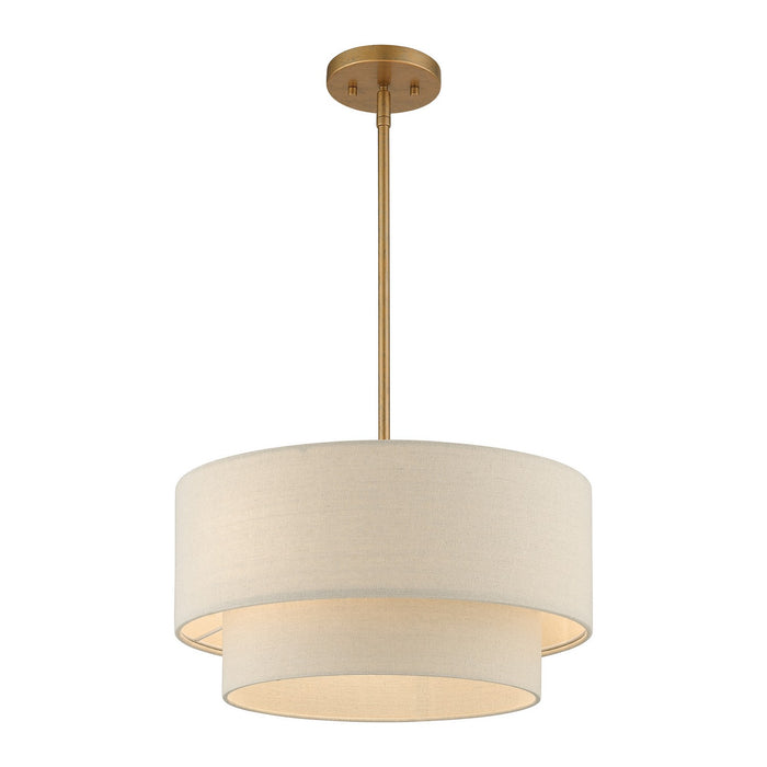 Livex Lighting 58892-48 Three Light Pendant Chandelier, Antique Gold Leaf