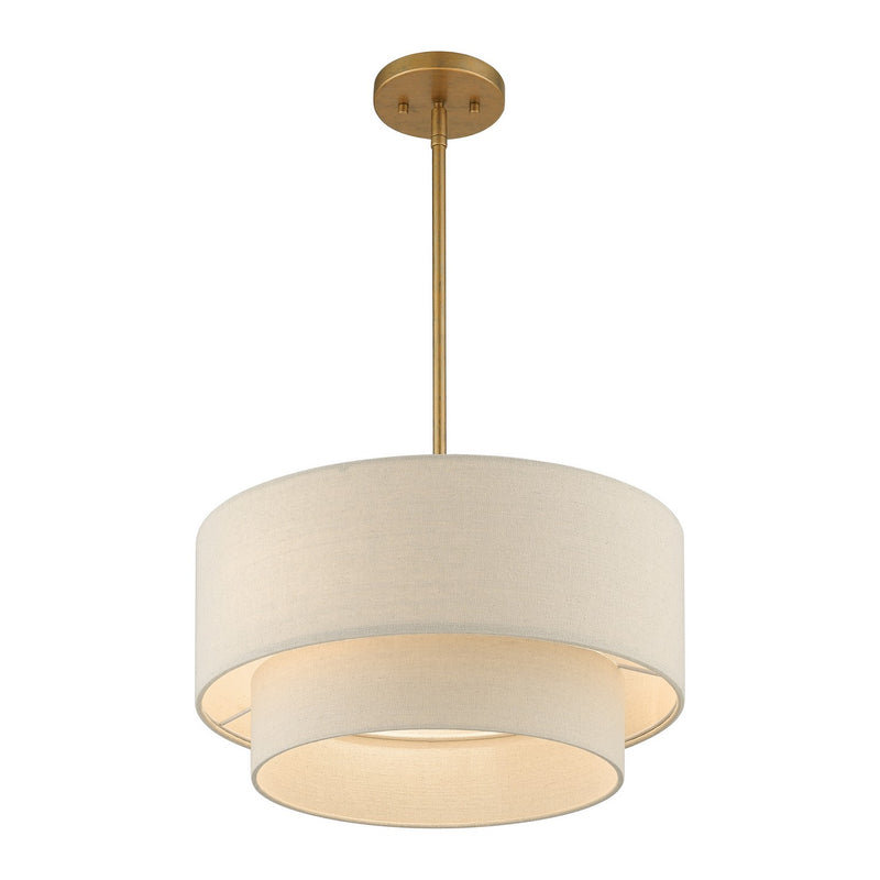 Livex Lighting 58892-48 Three Light Pendant Chandelier, Antique Gold Leaf