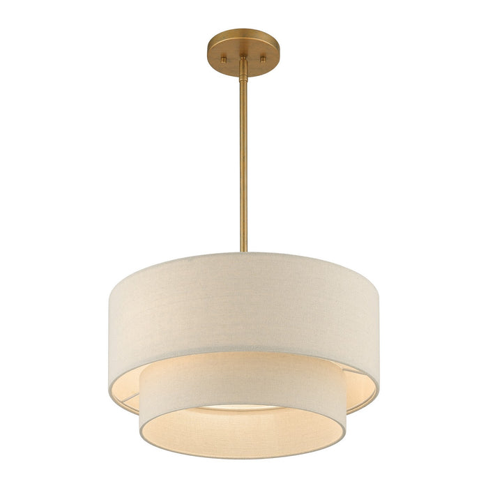 Livex Lighting 58892-48 Three Light Pendant Chandelier, Antique Gold Leaf