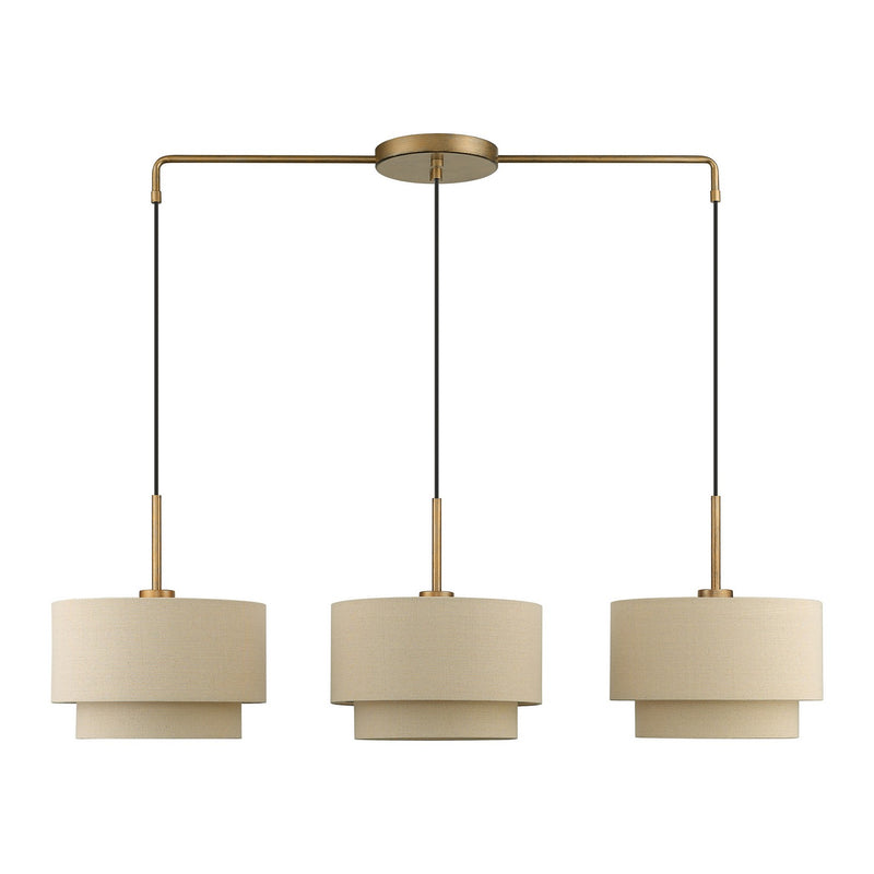 Livex Lighting 58893-48 Three Light Linear Chandelier, Antique Gold Leaf