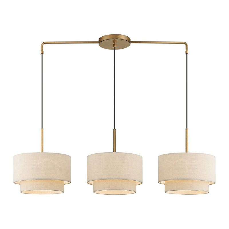 Livex Lighting 58893-48 Three Light Linear Chandelier, Antique Gold Leaf