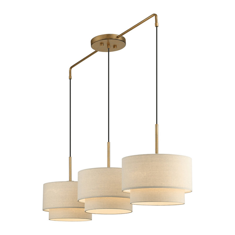 Livex Lighting 58893-48 Three Light Linear Chandelier, Antique Gold Leaf