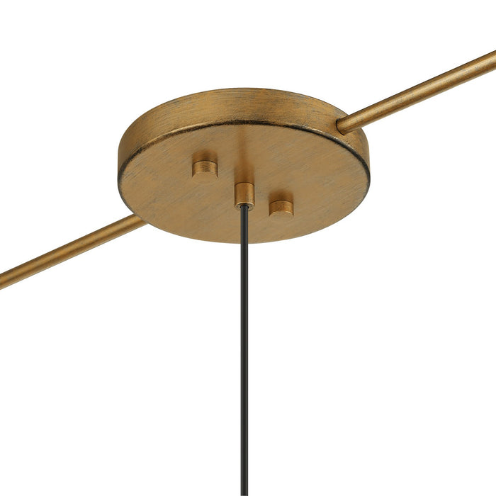 Livex Lighting 58893-48 Three Light Linear Chandelier, Antique Gold Leaf