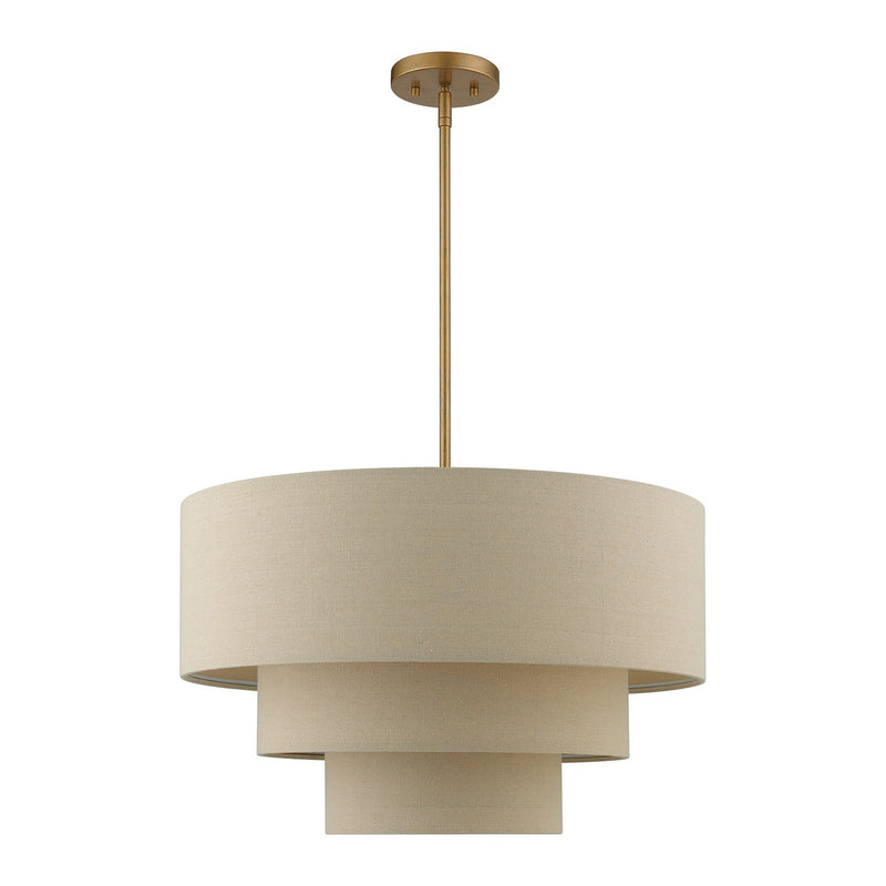 Livex Lighting 58894-48 Four Light Pendant Chandelier, Antique Gold Leaf