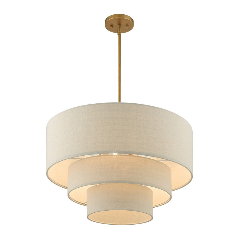 Livex Lighting 58894-48 Four Light Pendant Chandelier, Antique Gold Leaf