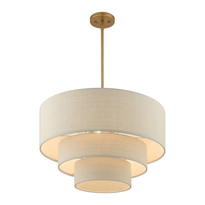 Livex Lighting 58894-48 Four Light Pendant Chandelier, Antique Gold Leaf