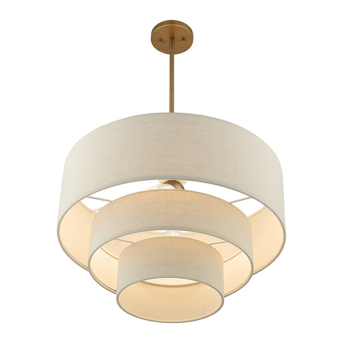 Livex Lighting 58894-48 Four Light Pendant Chandelier, Antique Gold Leaf
