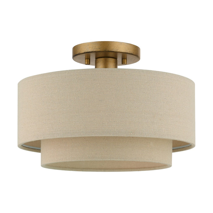 Livex Lighting 58896-48 One Light Semi-Flush Mount, Antique Gold Leaf