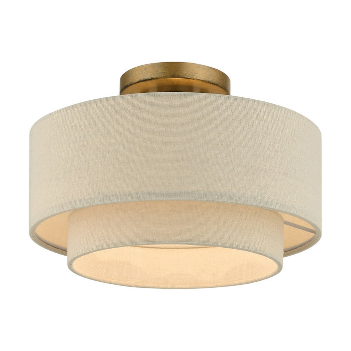Livex Lighting 58896-48 One Light Semi-Flush Mount, Antique Gold Leaf