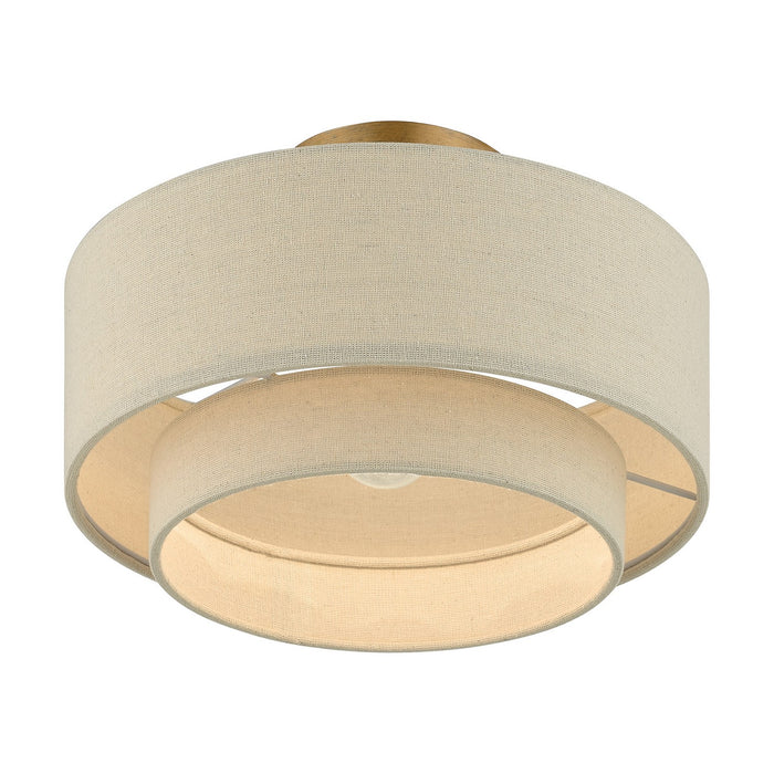 Livex Lighting 58896-48 One Light Semi-Flush Mount, Antique Gold Leaf