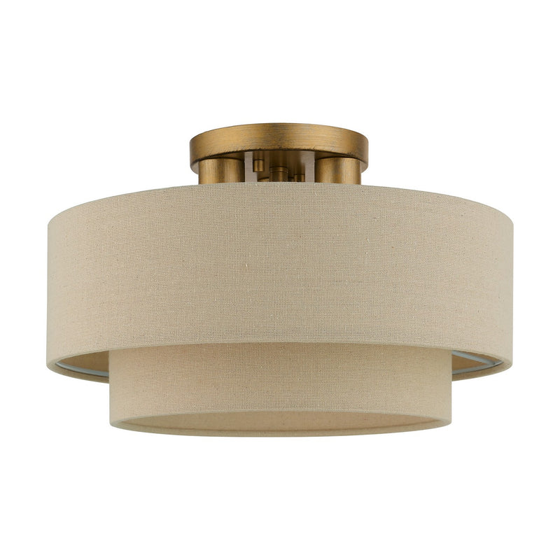 Livex Lighting 58897-48 Three Light Semi-Flush Mount, Antique Gold Leaf