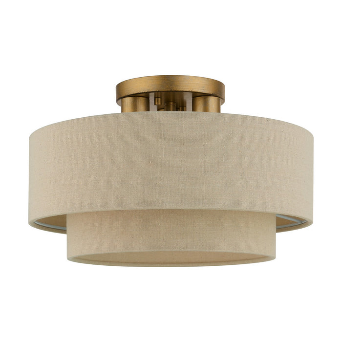 Livex Lighting 58897-48 Three Light Semi-Flush Mount, Antique Gold Leaf