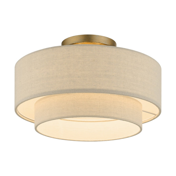 Livex Lighting 58897-48 Three Light Semi-Flush Mount, Antique Gold Leaf