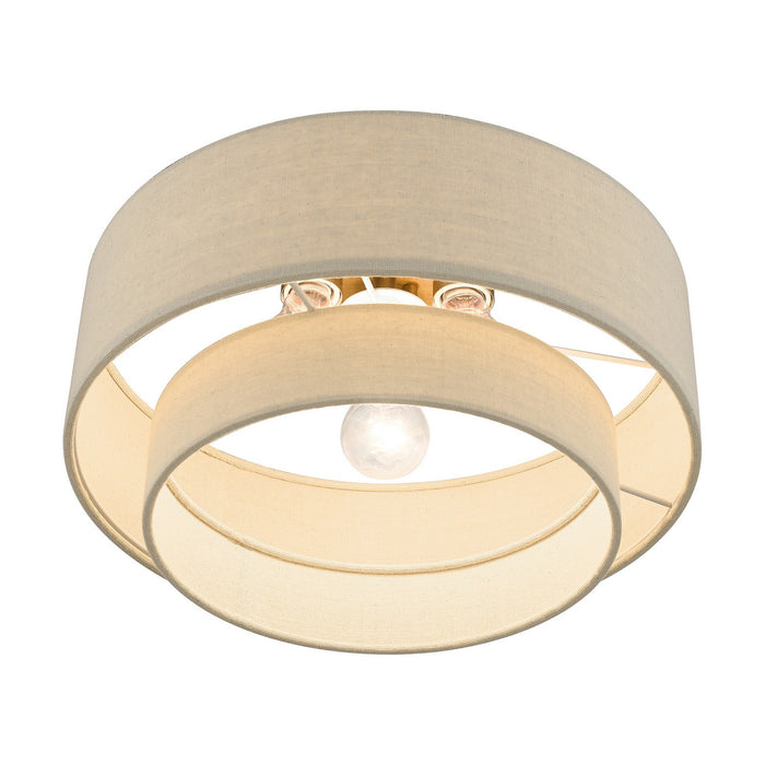 Livex Lighting 58897-48 Three Light Semi-Flush Mount, Antique Gold Leaf