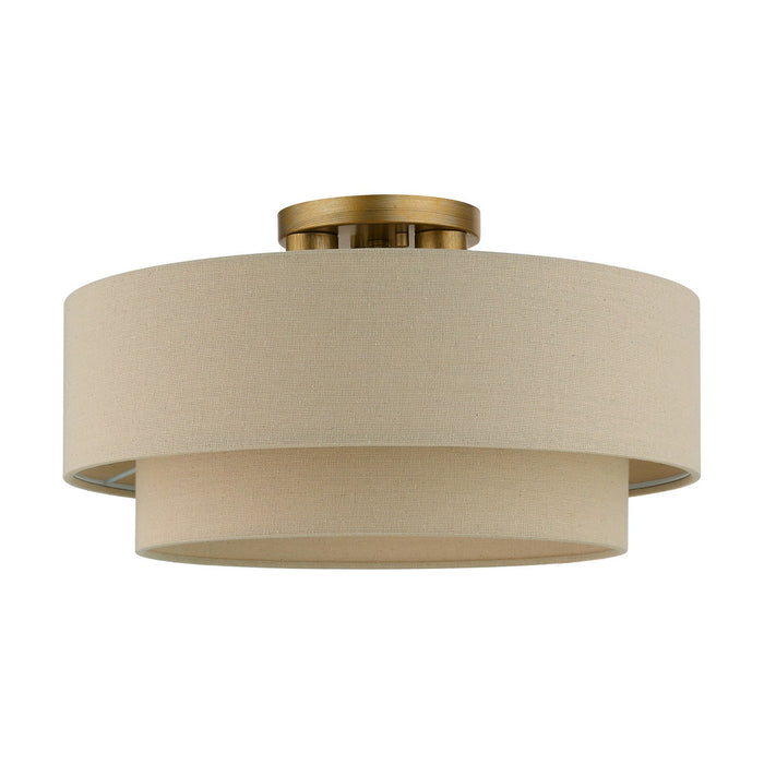 Livex Lighting 58898-48 Three Light Semi-Flush Mount, Antique Gold Leaf