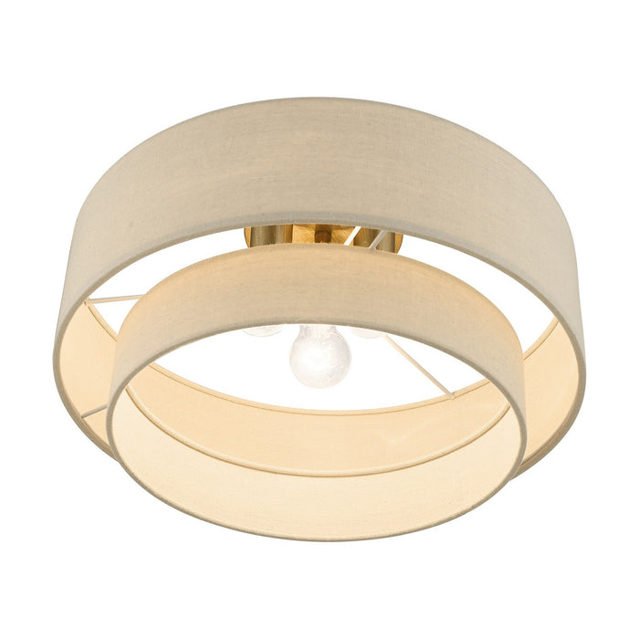 Livex Lighting 58898-48 Three Light Semi-Flush Mount, Antique Gold Leaf