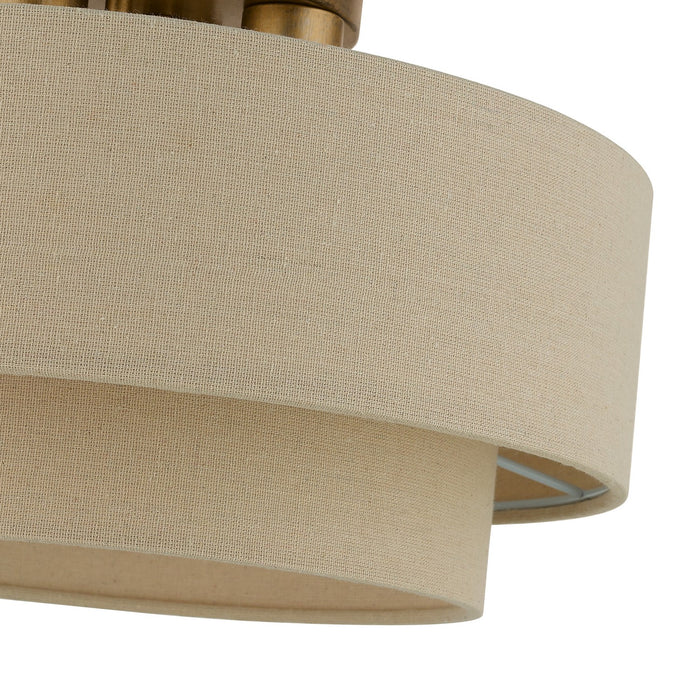 Livex Lighting 58898-48 Three Light Semi-Flush Mount, Antique Gold Leaf