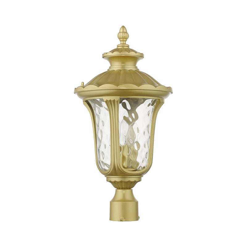 Livex Lighting 7859-33 Three Light Outdoor Post Top Lantern, Soft Gold