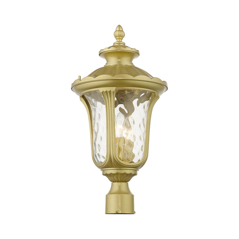 Livex Lighting 7859-33 Three Light Outdoor Post Top Lantern, Soft Gold