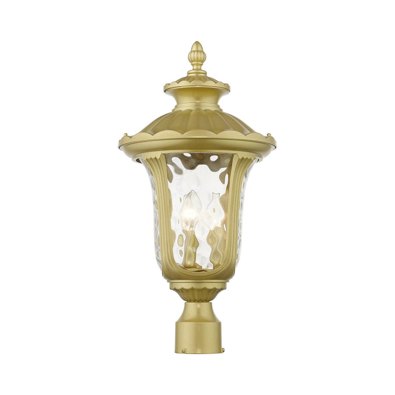 Livex Lighting 7859-33 Three Light Outdoor Post Top Lantern, Soft Gold