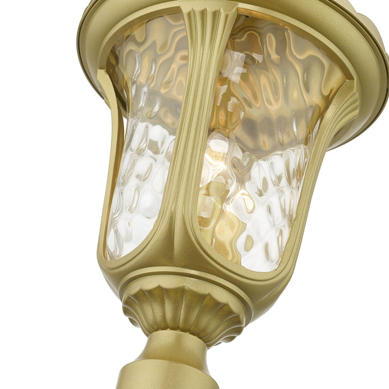 Livex Lighting 7859-33 Three Light Outdoor Post Top Lantern, Soft Gold