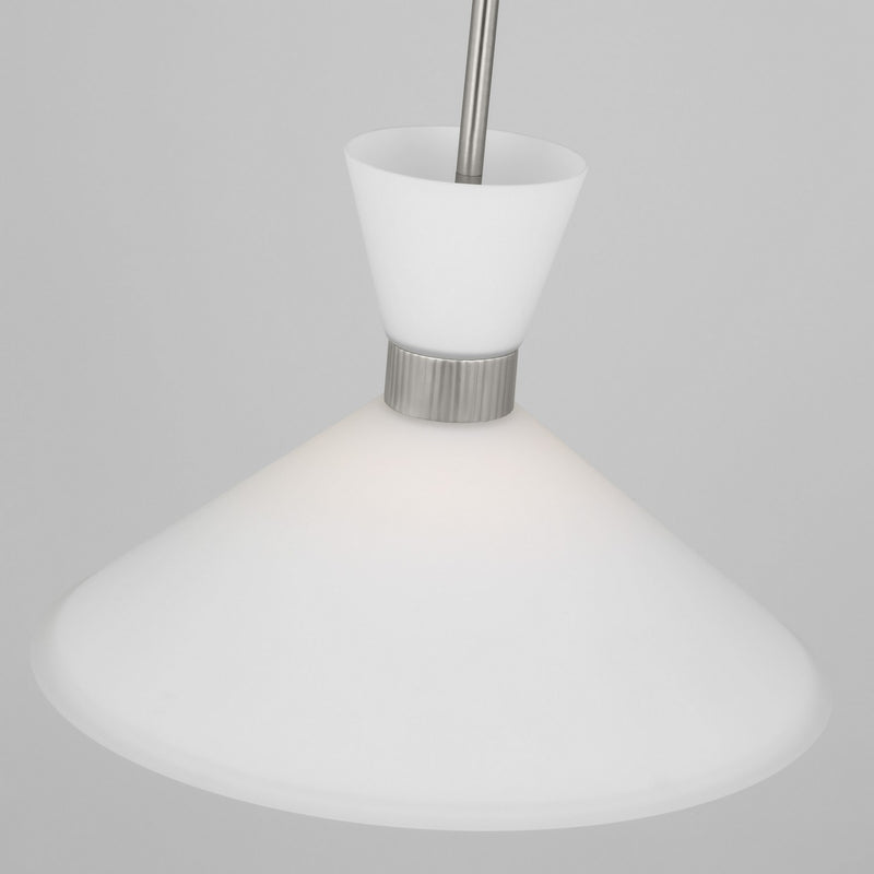 Visual Comfort Studio DJP1091BS One Light Pendant, Brushed Steel