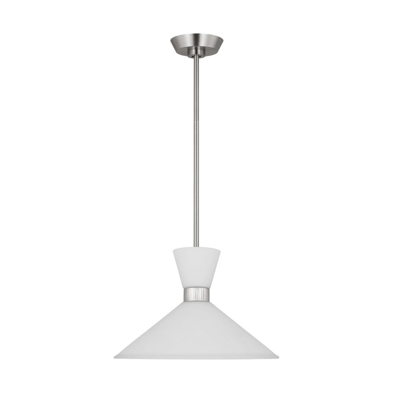 Visual Comfort Studio DJP1091BS One Light Pendant, Brushed Steel