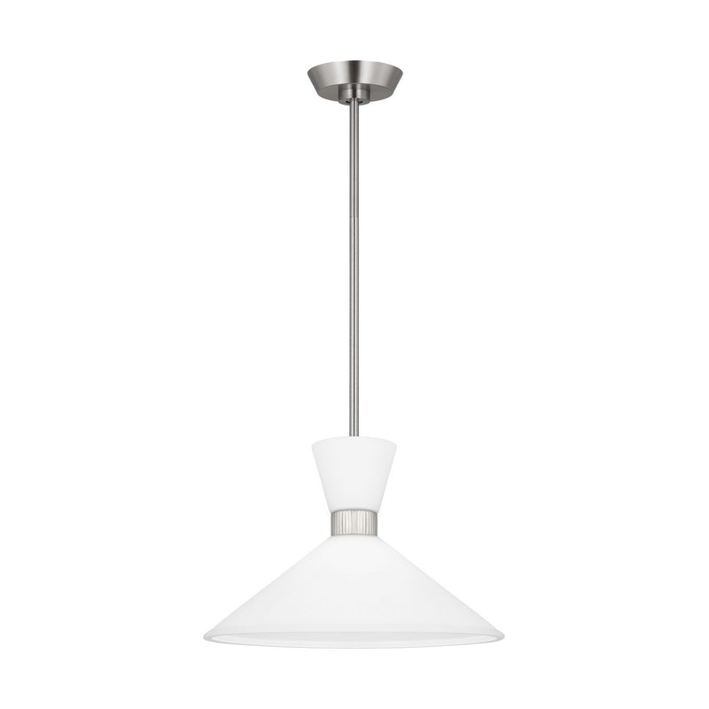 Visual Comfort Studio DJP1091BS One Light Pendant, Brushed Steel