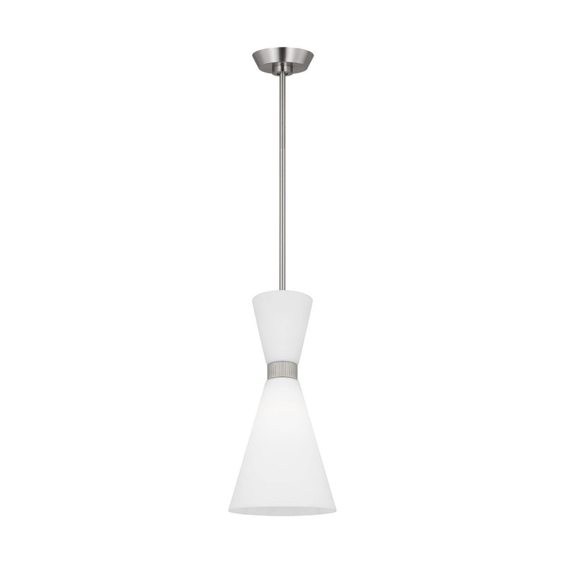 Visual Comfort Studio DJP1101BS One Light Pendant, Brushed Steel