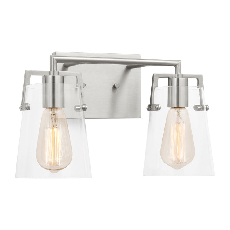 Visual Comfort Studio DJV1032BS Two Light Bath, Brushed Steel