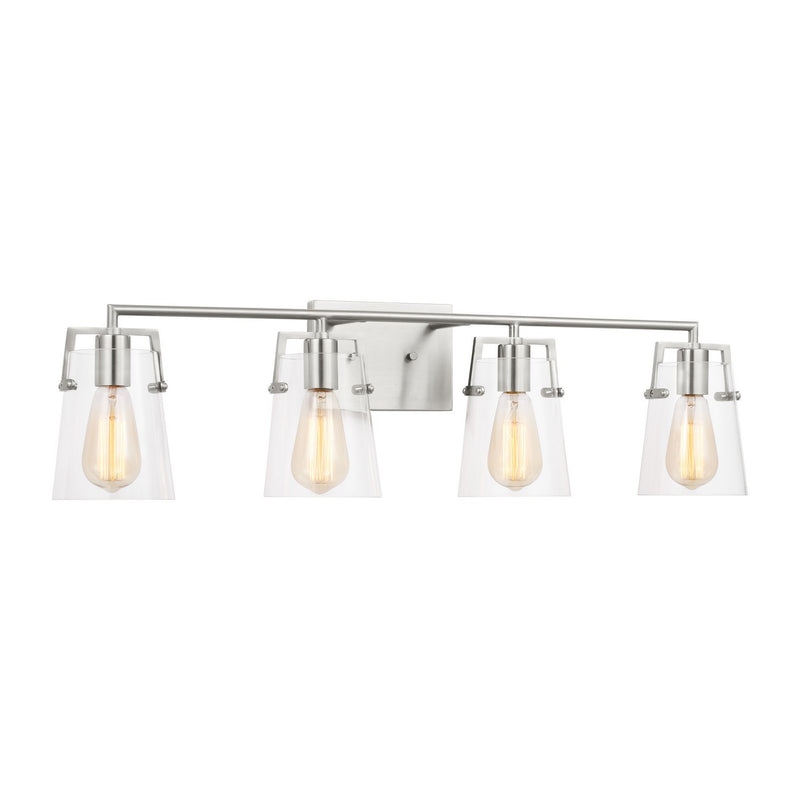 Visual Comfort Studio DJV1034BS Four Light Bath, Brushed Steel