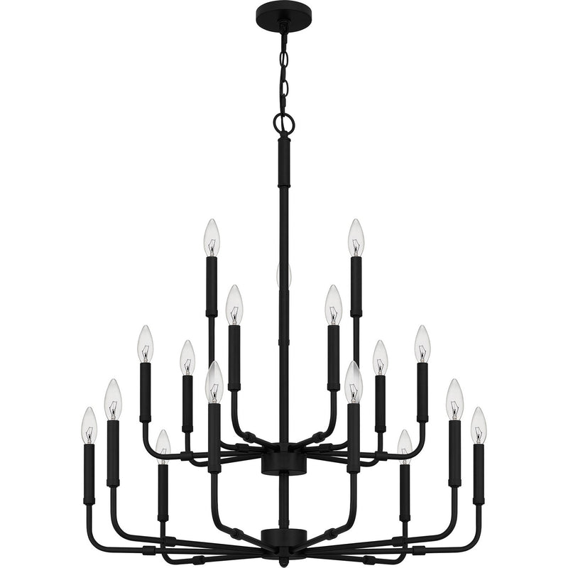 Quoizel ABR5132MBK 18 Light Chandelier, Matte Black