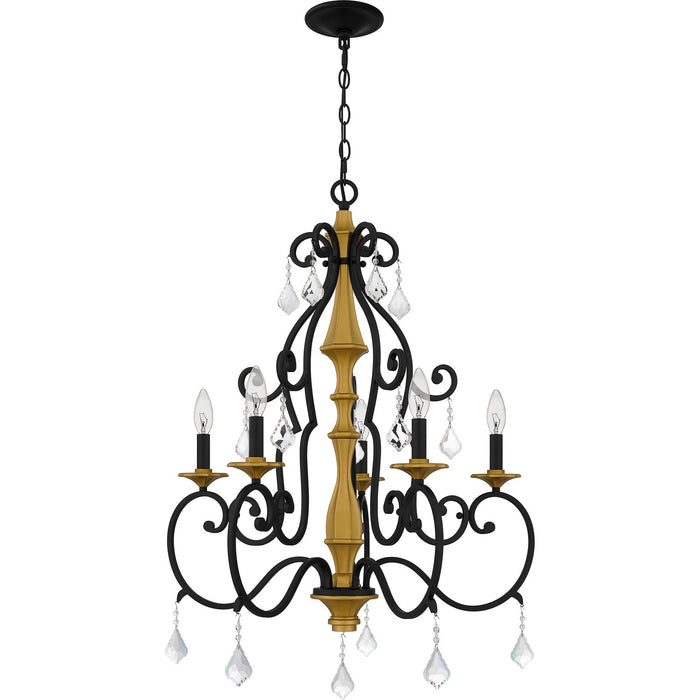 Quoizel AEA5026MBK Five Light Chandelier, Matte Black