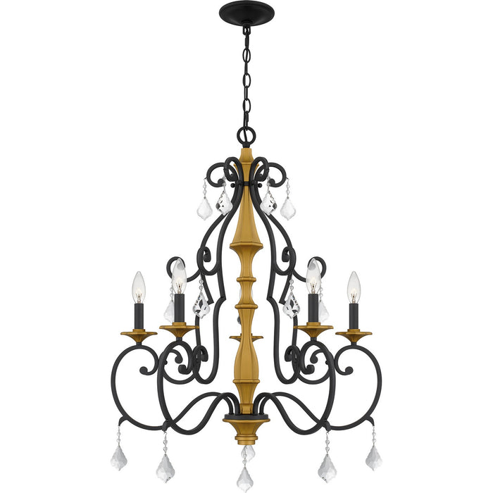 Quoizel AEA5026MBK Five Light Chandelier, Matte Black