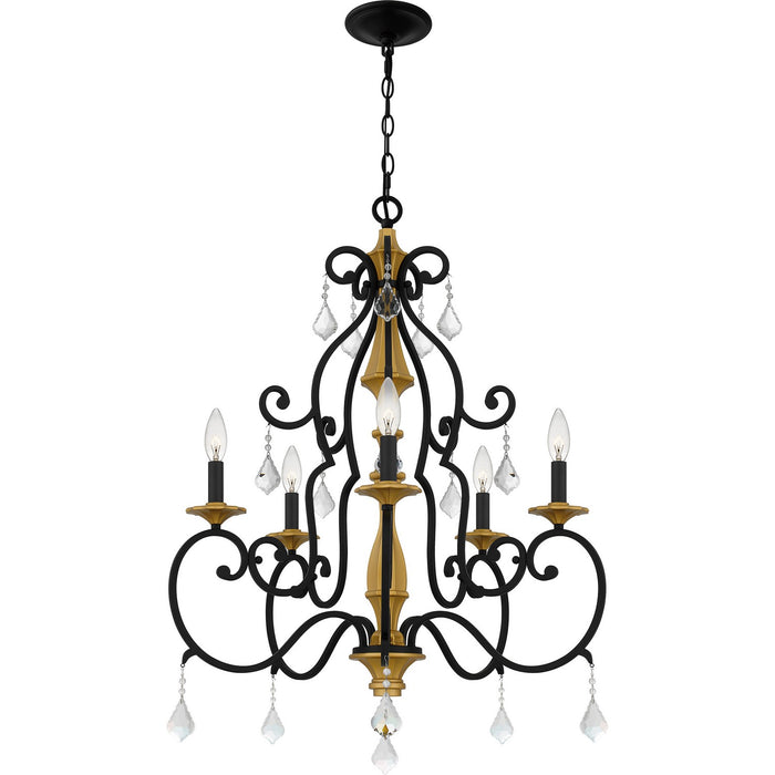 Quoizel AEA5026MBK Five Light Chandelier, Matte Black