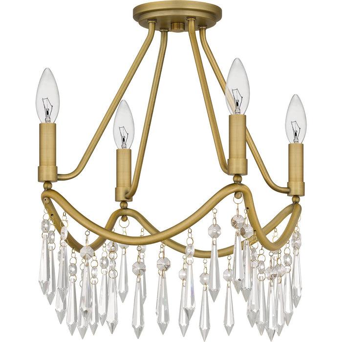 Quoizel AID1712AB Four Light Semi Flush Mount, Aged Brass